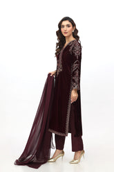 3 Piece Velvet Embroidered Suit (AV0001)